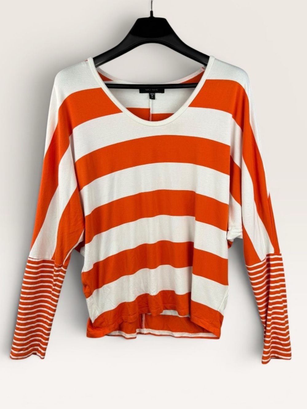 Karen Kane Orange & White Striped Dolman Long-Sleeve Top XL